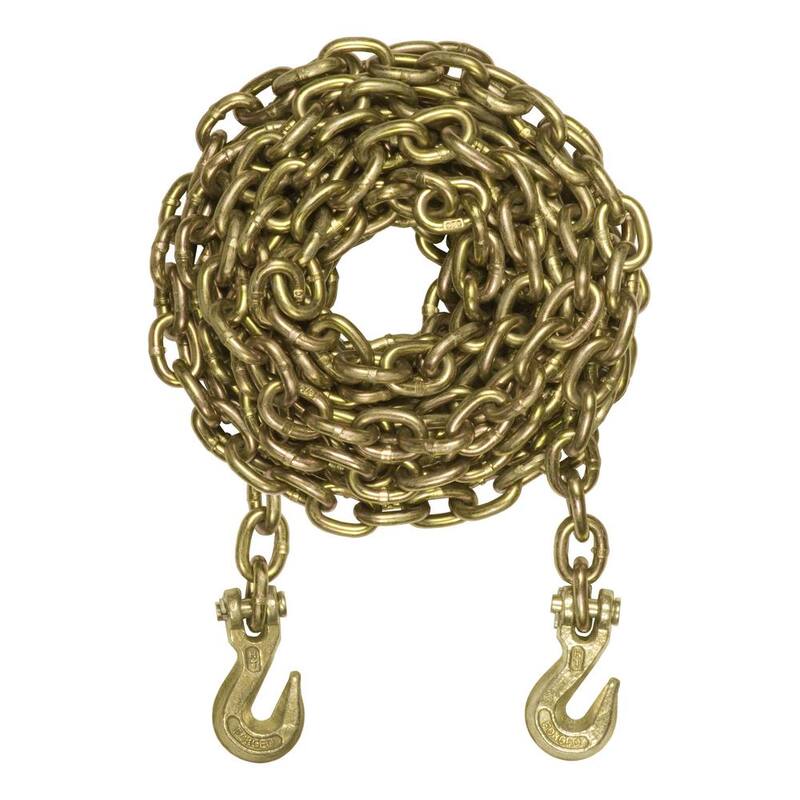 CURT 20' Transport Binder Safety Chain with 2 Clevis Hooks (18,800 lbs., Yellow Zinc) - 80307