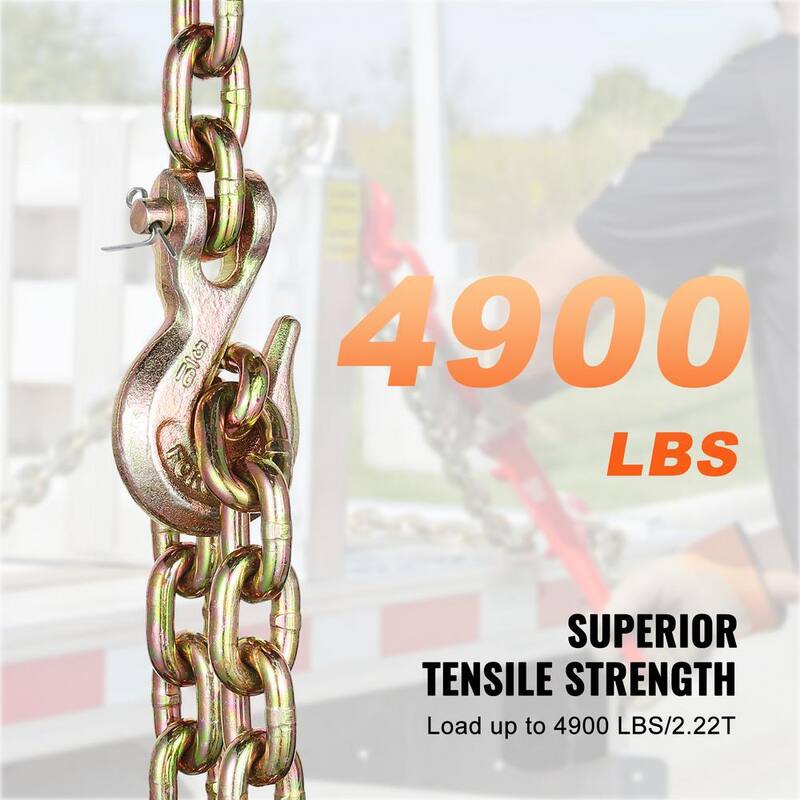 VEVOR 2-Pack G80 Transport Binder Chain, 5/16 in. 2-Chain with Clevis Grab Hooks, 4,900 lbs. Safe Working Load - ZGTLSGMGDX2JYBW2AV0