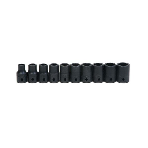 Williams Socket Set, 10 Pieces, 1/2 Inch Dr, Shallow, 1/2 Inch Size - JHWMS410HRC