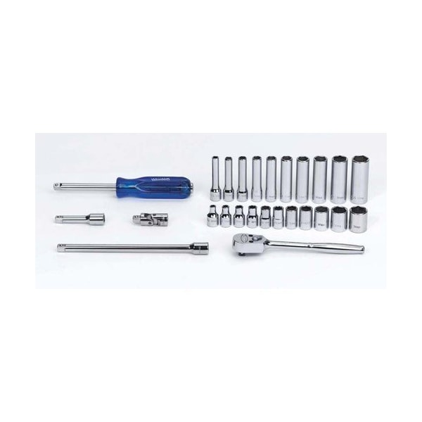 Williams Socket/Tool Set, 26 Pieces, 6-Point, 1/4 Inch Dr - JHWWSM26HFTB