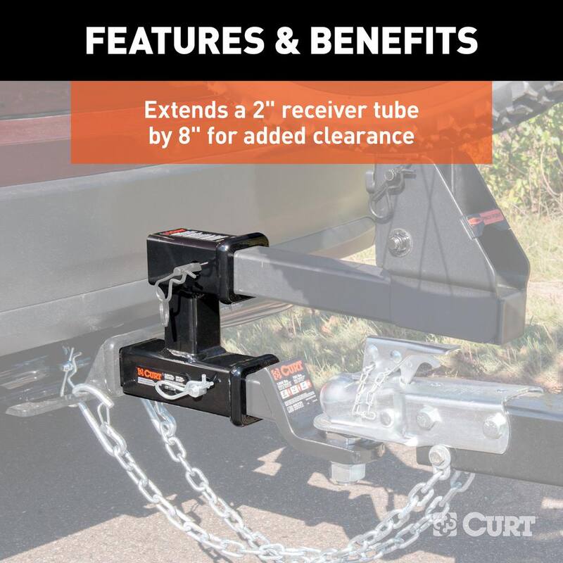 CURT Dual Receiver Extender (2" Shank, 3,500 lbs., 5-13/16" Rise) - 45792