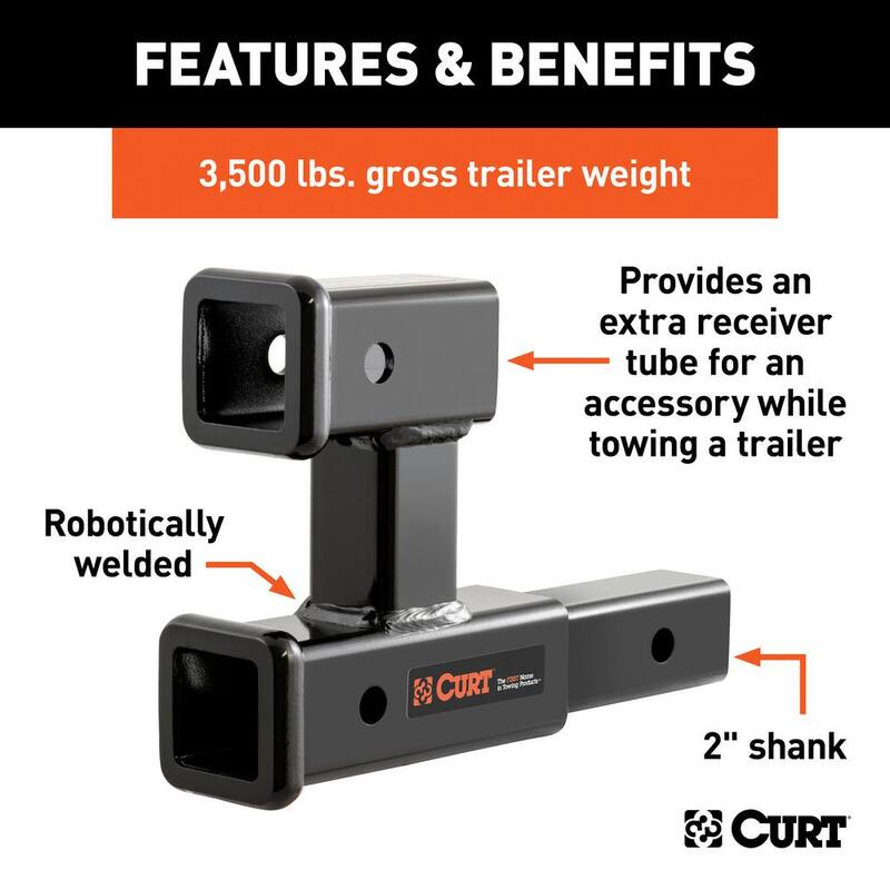 CURT Dual Receiver Extender (2" Shank, 3,500 lbs., 5-13/16" Rise) - 45792