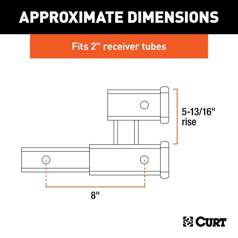 CURT Dual Receiver Extender (2" Shank, 3,500 lbs., 5-13/16" Rise) - 45792