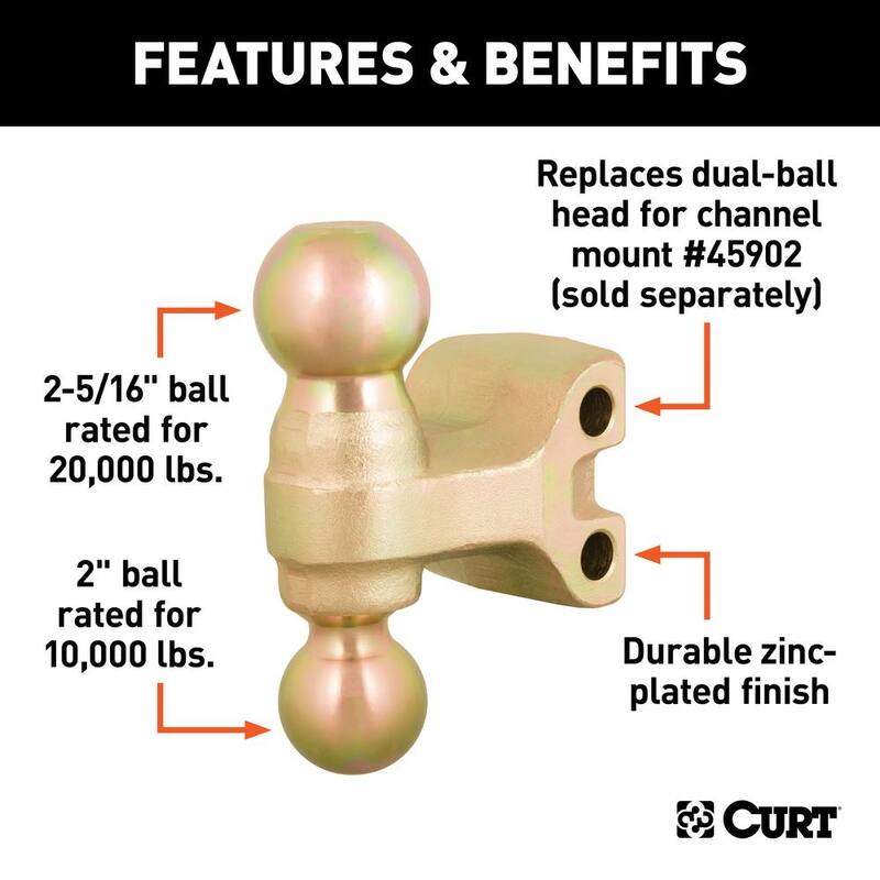 CURT Replacement Dual-Ball for Adjustable Channel Mount (Fits 45902, 45927) - 45923