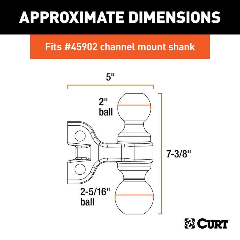 CURT Replacement Dual-Ball for Adjustable Channel Mount (Fits 45902, 45927) - 45923