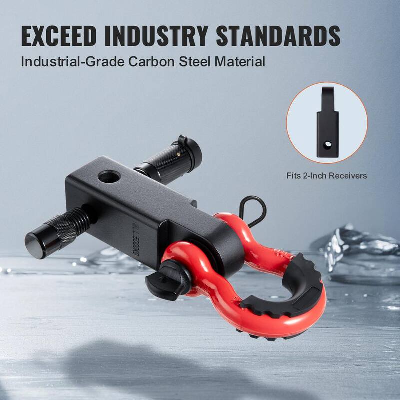 VEVOR Shackle Hitch Receiver, Fits 2in. Receivers, 52900 lbs. Breaking Strength, D Ring Shackle with Trailer Hitch Lock Pin - ZJLHJ2IN45007CI7LV0