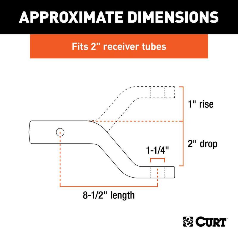 CURT 17,000 lbs. 2 in. Drop Forged Trailer Hitch Ball Mount Draw Bar (2 in. Shank, 8-1/2 in. Long) - 45340