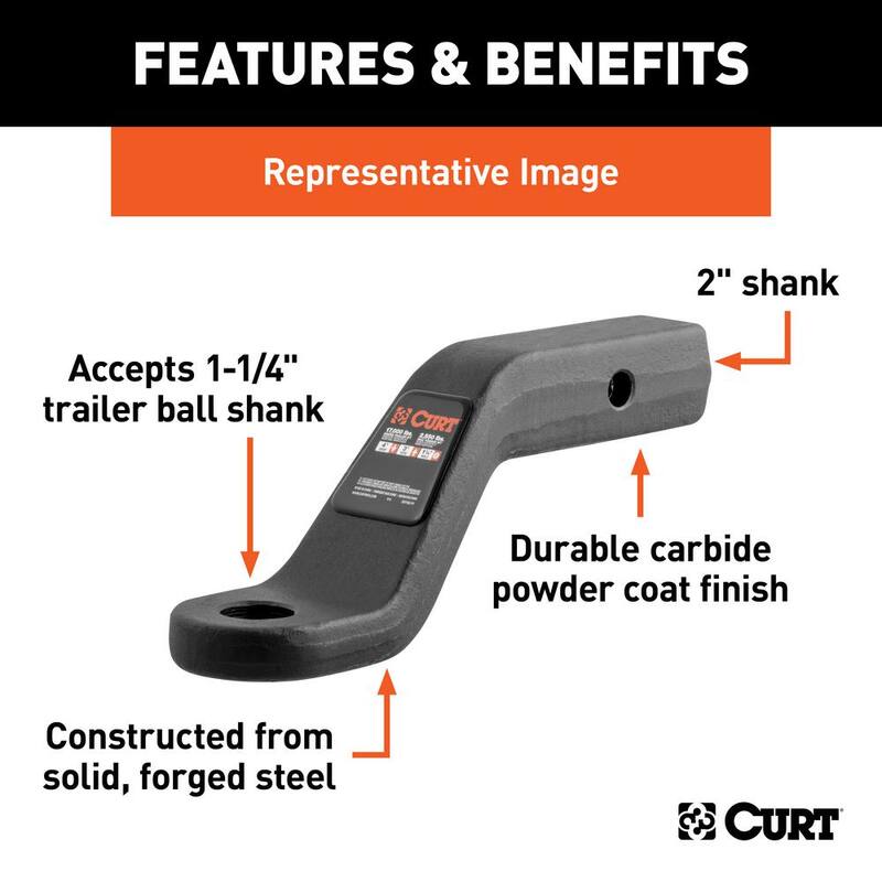 CURT 17,000 lbs. 2 in. Drop Forged Trailer Hitch Ball Mount Draw Bar (2 in. Shank, 8-1/2 in. Long) - 45340