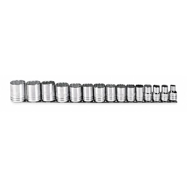 Proto 1/2" Drive Socket Set SAE 15 Pieces 3/8 in to 1 1/4 in , Full Polish - J54114