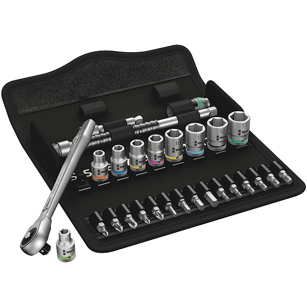 Wera 1/4" Drive Ratchet Set Torx(R), Metric 28 Pieces 5 mm to 13 mm , Chrome - 05004017001