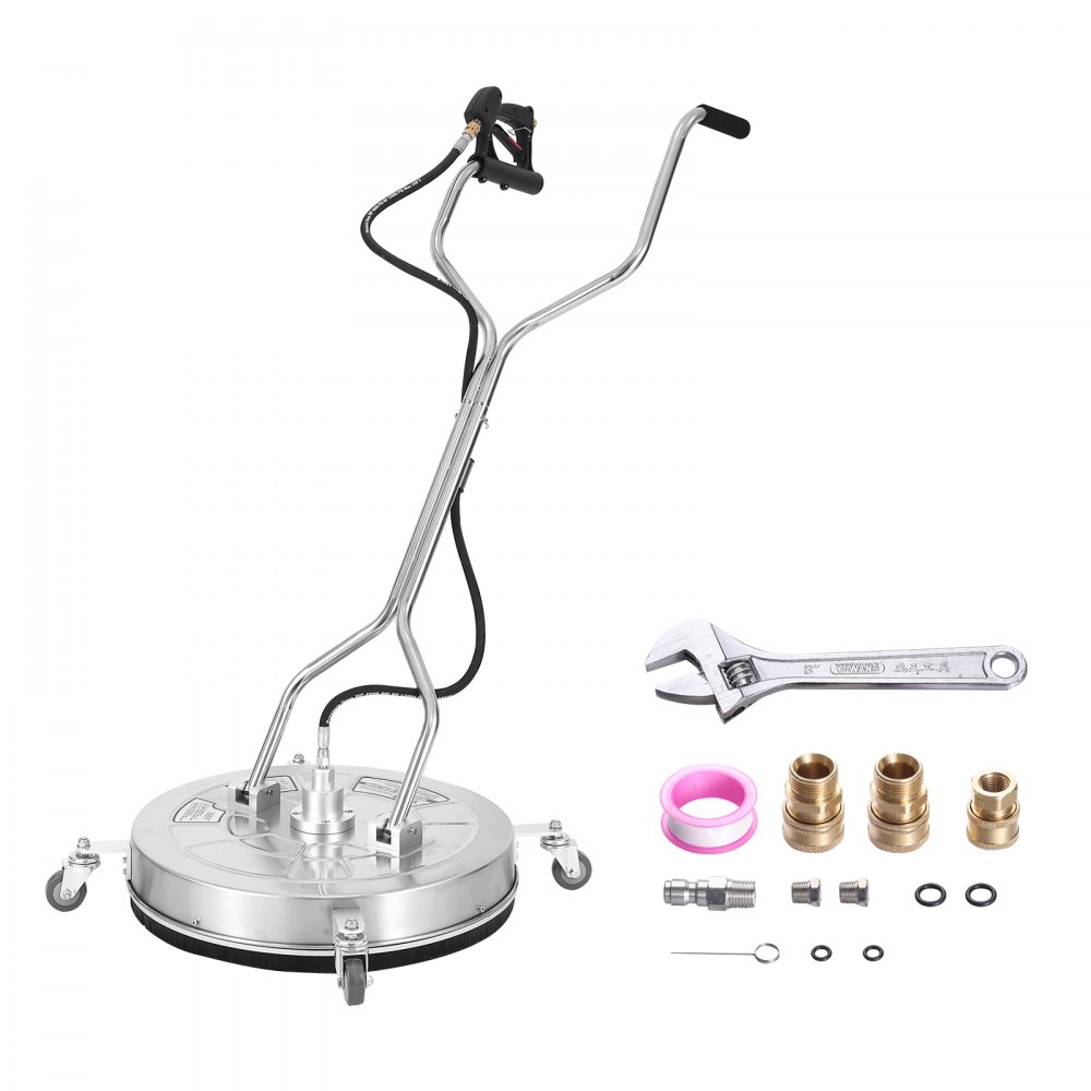 VEVOR 24" Pressure Washer Surface Cleaner w/ Handles & Wheels, Stainless Steel Concrete Cleaner 4000 Max PSI , 3/8"Connector & 1/4" Adapter Power Washer Floor Attachment,For Floor Driveway, Patio - GYQXJBMQJQBX2OAV3V0