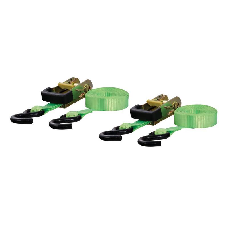 CURT 16' Lime Green Cargo Straps with S-Hooks (1,100 lbs., 2-Pack) - 83028