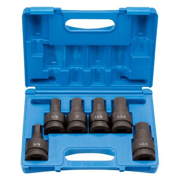 Grey Pneumatic SKT SET 1" DRIVE 6 PIECE HEX DRIVER IM - GP9096H