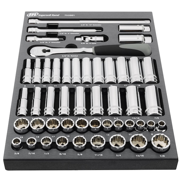 Ingersoll-Rand 49 Piece 3/8 Inch Drive SAE/Metric Master Socket and Accessory Set - 752001