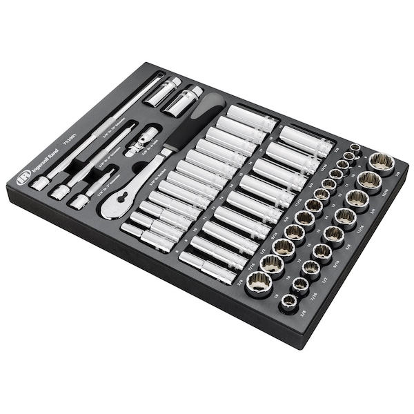 Ingersoll-Rand 49 Piece 3/8 Inch Drive SAE/Metric Master Socket and Accessory Set - 752001