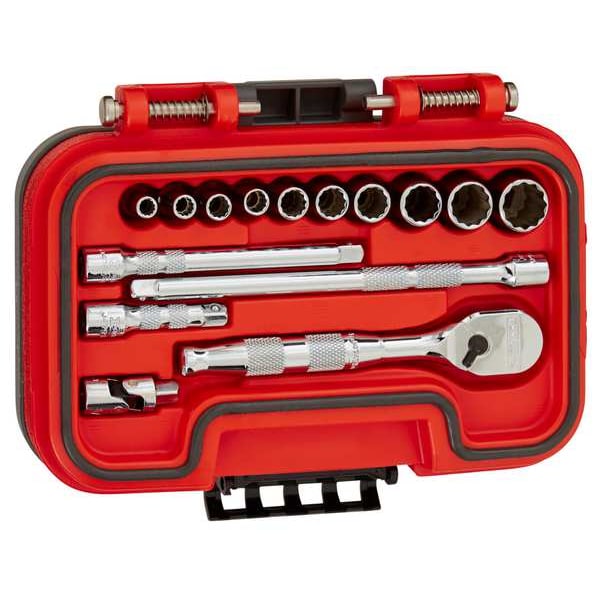 Proto 1/4 in Drive Socket Set SAE 15 Pieces 3/16 in to 9/16 in , Chrome - J47115AS