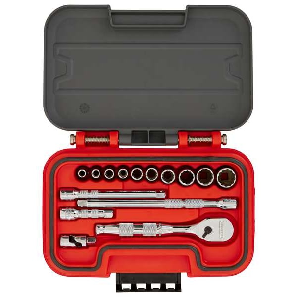 Proto 1/4 in Drive Socket Set SAE 15 Pieces 3/16 in to 9/16 in , Chrome - J47115AS