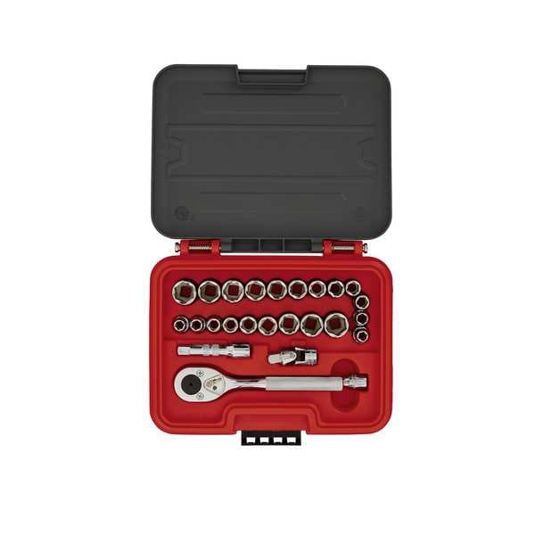 Proto 3/8 in Drive Socket Set Metric, SAE 25 Pieces 5/16 in to 3/4 in, 8 mm to 18 mm , Chrome - J52325S