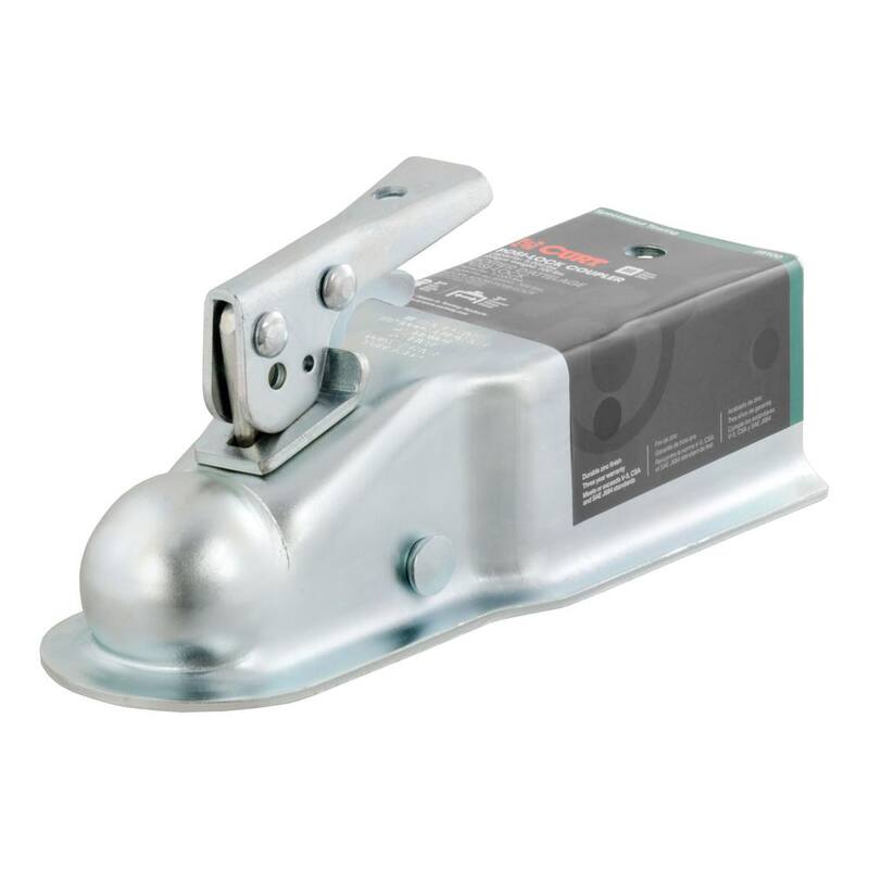 CURT 2" Straight-Tongue Coupler with Posi-Lock (3" Channel, 5,000 lbs., Zinc) - 25100