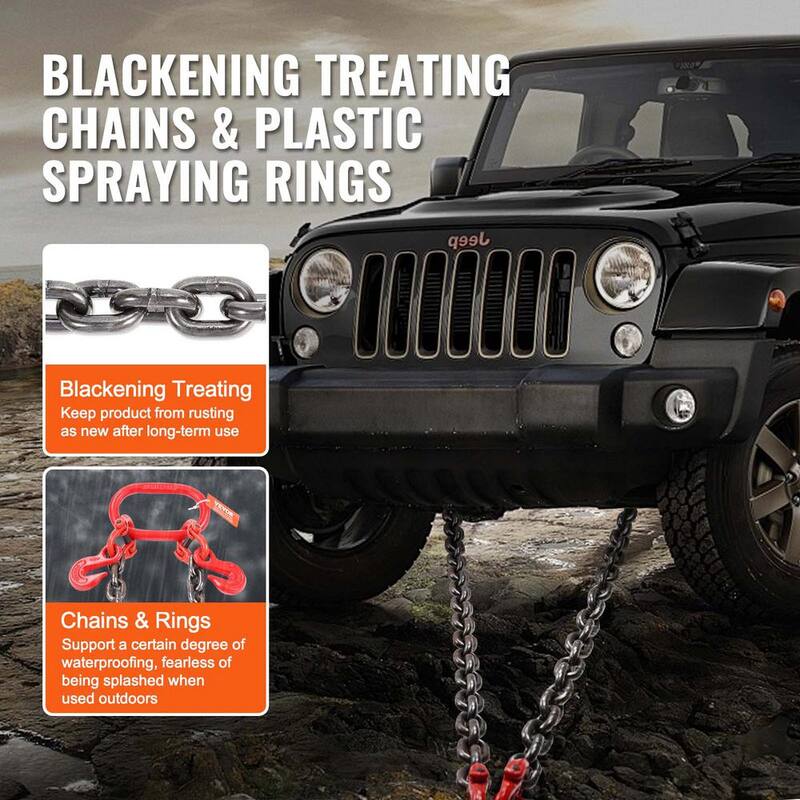 VEVOR 3/8 in. x 3 ft. G80 Tow Chain J Hook V- Chain Bridle Grab Hook Wrecker 15600 lbs. Transport Tow Chain Bridle - RTJGTLMGFH1JKLASKV0