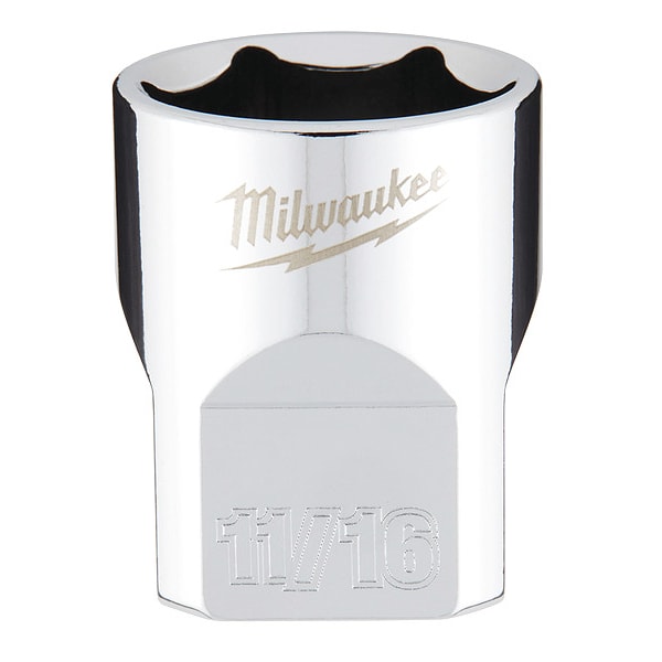 Milwaukee Tool 3/8 in. Drive 11/16 in. SAE 6-Point Socket with FOUR FLAT Sides - 45-34-9067