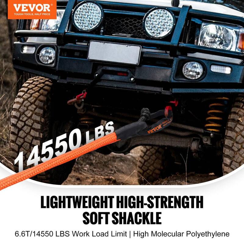 VEVOR 2 Synthetic Soft Shackle, 1/2 in. x 22 in. 20 T Breaking Strength Recovery Tow Chain Shackles Tow Ropes Black - JPXKHSHCS12YQ7UTIV0