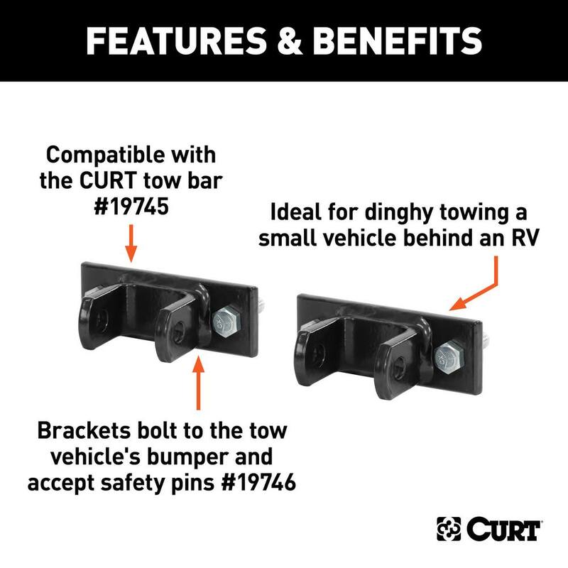 CURT Adjustable Tow Bar Bumper Brackets (1/2" Pin Holes) - 19748