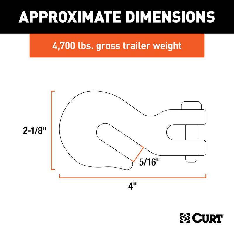 CURT 5/16 in. Clevis Grab Hook (4,700 lbs., 7/16 in. Pin) - 81503