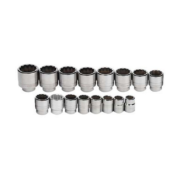 Williams Socket Set, 16 Pieces, 3/4 Inch Dr, 12 Point, 3/4 Inch Size - JHWWSH-16RC