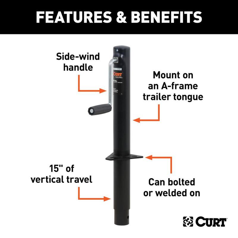 CURT A-Frame Jack with Side Handle (2,000 lbs., 14-1/2" Travel) - 28204