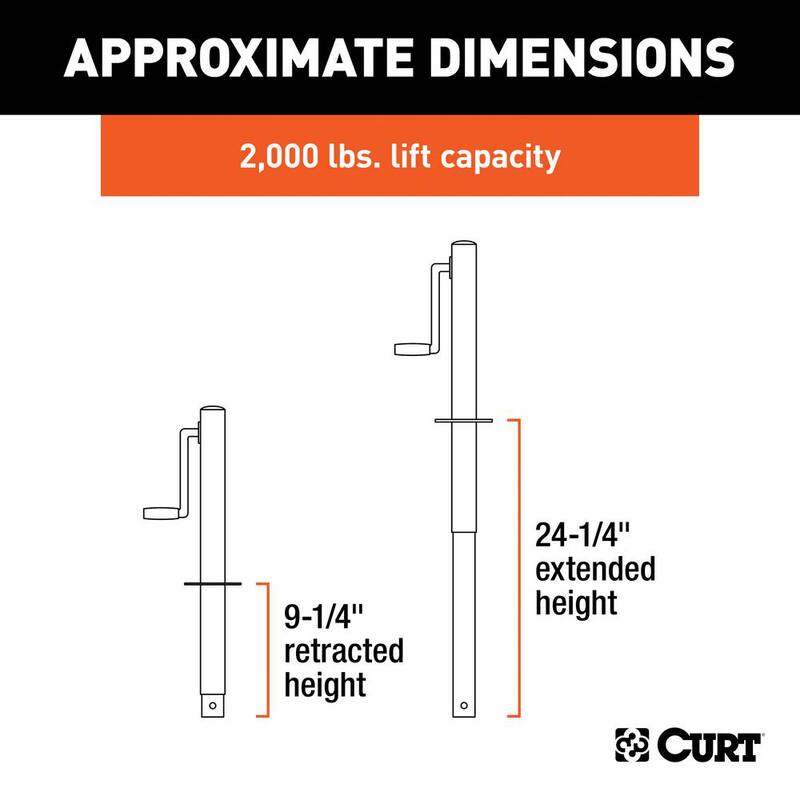 CURT A-Frame Jack with Side Handle (2,000 lbs., 14-1/2" Travel) - 28204