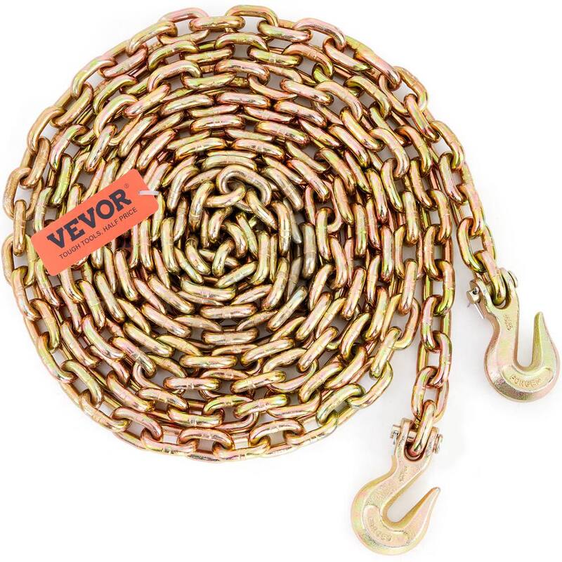VEVOR Transport Binder Chain, 7100 lbs. Working Load Limit, 3/8 in. x 2 ft. G80 Tow Chain Tie Down with Grab Hooks - ZGTLJZMGDXZYJ7KNJV0-802