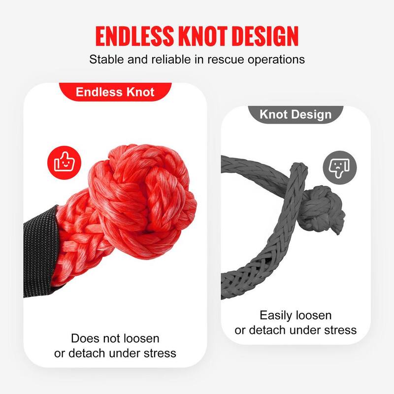 VEVOR 2x Synthetic Soft Shackle Cables 1/2 in. x 22 in. 20 T Breaking Strength Recovery Tow Shackles Tow Rope Red - JPXKLSHCS12YYKH4YV0