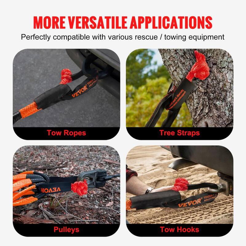 VEVOR 2x Synthetic Soft Shackle Cables 1/2 in. x 22 in. 20 T Breaking Strength Recovery Tow Shackles Tow Rope Red - JPXKLSHCS12YYKH4YV0