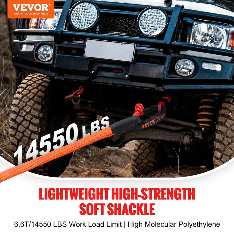 VEVOR 2x Synthetic Soft Shackle Cables 1/2 in. x 22 in. 20 T Breaking Strength Recovery Tow Shackles Tow Rope Red - JPXKLSHCS12YYKH4YV0