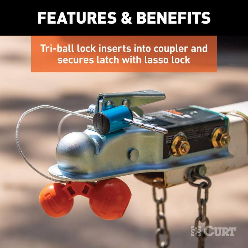 CURT Universal Tri-Ball Trailer Coupler Lock, Fits 1-7/8 in., 2 in., 2-5/16 in. - 23082