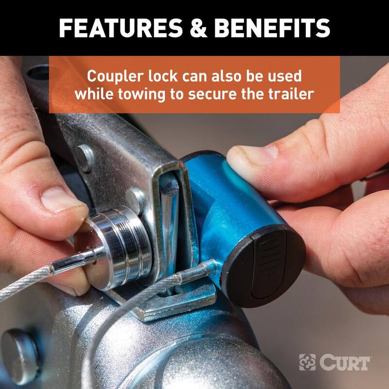 CURT Universal Tri-Ball Trailer Coupler Lock, Fits 1-7/8 in., 2 in., 2-5/16 in. - 23082