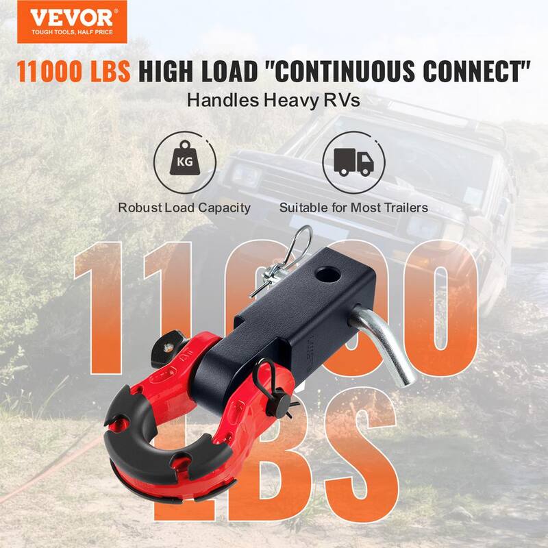 VEVOR Shackle Hitch Receiver, Fits 2in. Receivers, 65900 lbs. Breaking Strength, D Ring Shackle with Trailer Hitch Lock Pin - ZJHJG2IN4500X3JI8V0