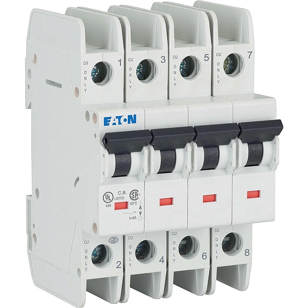 Eaton IEC Miniature Circuit Breaker, FAZ-NA Series, 32A, 4 Pole, 480V AC, 10kA at 277/480V AC, C Curve - FAZ-C32/4-NA