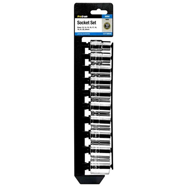 Cromo 0.5 in. Drive Metric Socket Set with Rail - 10 Piece - CR3312839
