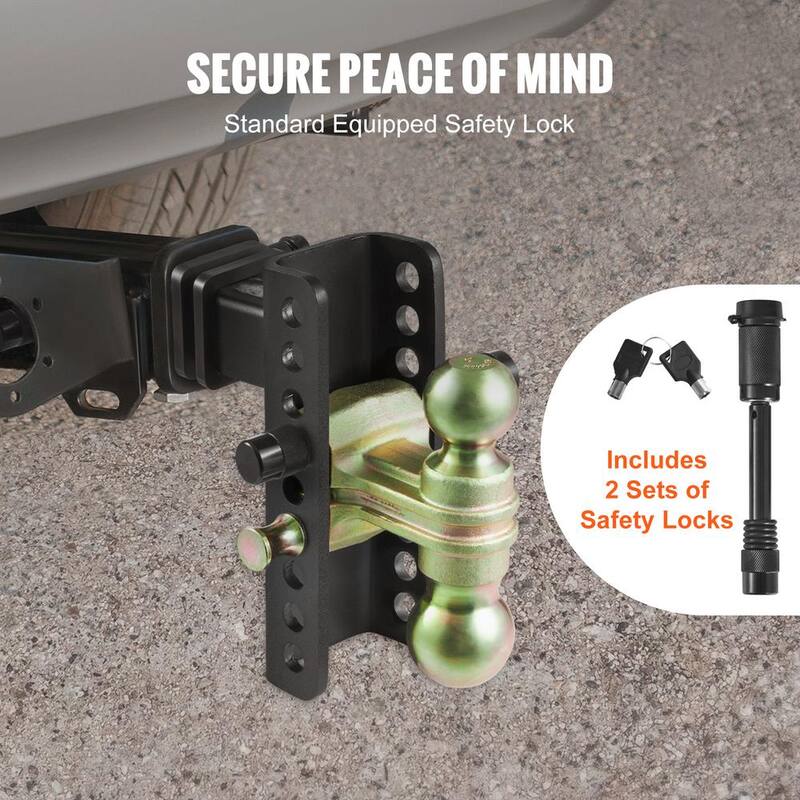 VEVOR Adjustable Trailer Hitch, 6 in. Drop and 4.5 in. Rise Hitch Ball Mount with 2 in. Receiver, Solid Tube, 14,000 lbs. GTW - SQTQJTCB2225DZS3SV0-726