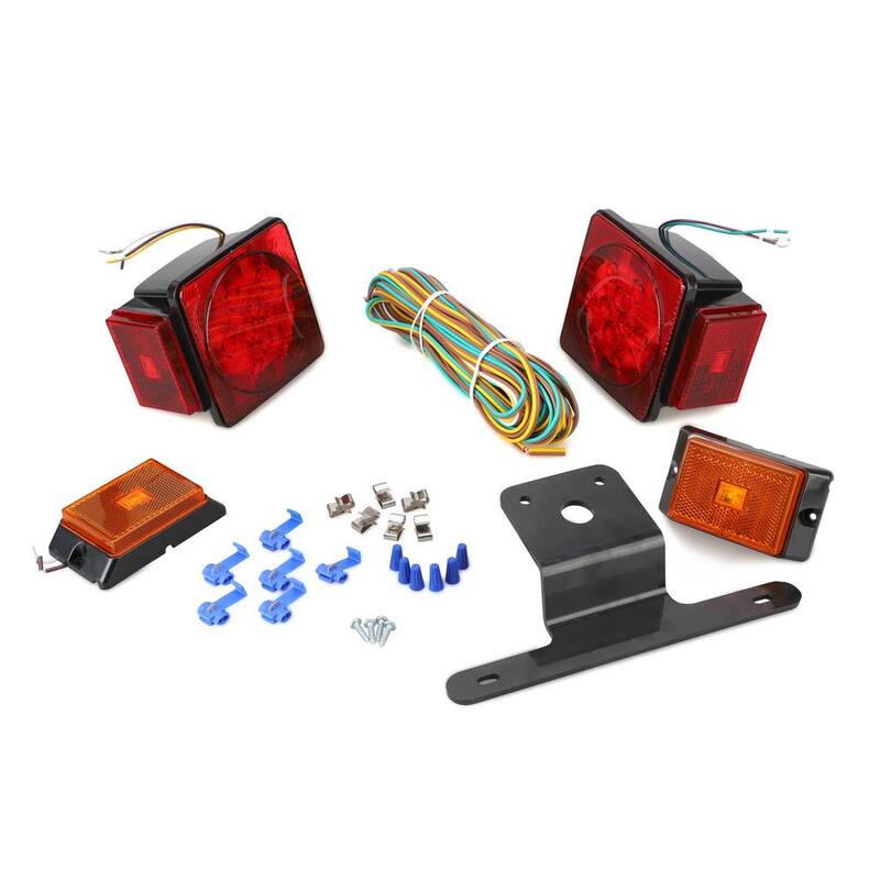 BRIDGELAND 22 ft. Cable LED Submersible Red Trailer Light Kit with 2 LED Amber Side Marker Lights - 91085