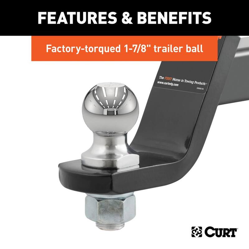 CURT 3,500 lbs. 4 in. Drop Loaded Trailer Hitch Ball Mount Draw Bar with 1-7/8 in. Ball (2 in. Shank) - 45055