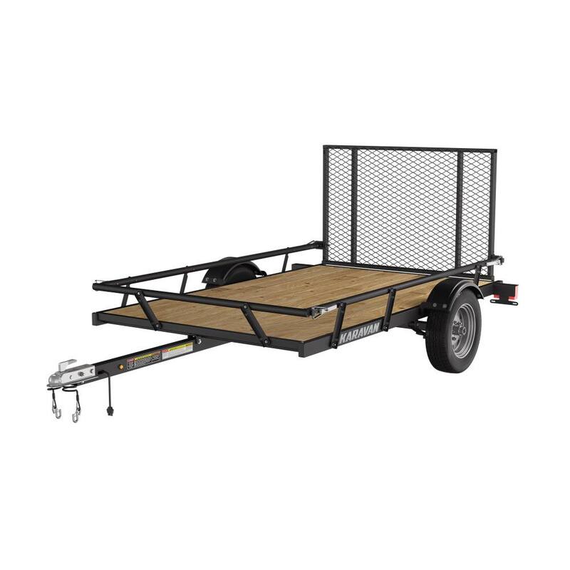 Karavan 5 ft. x 8 ft. Wood Floor Utility Trailer w/ Sliding Rail System - KHD-2000-60-8-LU