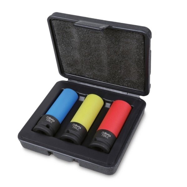 Beta 720LC/C3 Set of 3 Impact Sockets for Wheel Nuts, Colored Polymeric Inserts, 17-19-21 mm - 007200653