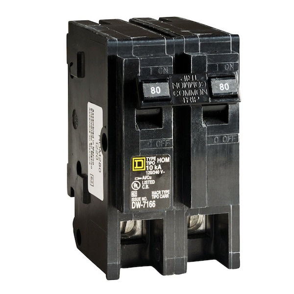 Square D Miniature Circuit Breaker, HOM Series, 80A, 2 Pole, 120/240V AC, 10kA - HOM280CP