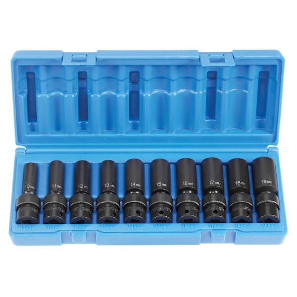 Grey Pneumatic SKT SET 3/8" DR  10 PC DEEP UNIV METRIC - GP1210UMD