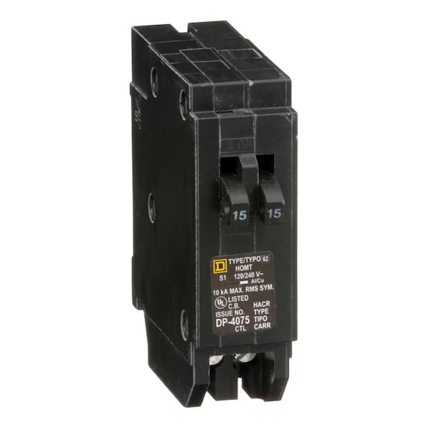Square D Miniature Circuit Breaker, HOMT Series, 15A, 1 Pole, 120/240V AC, 10kA - HOMT1515CP