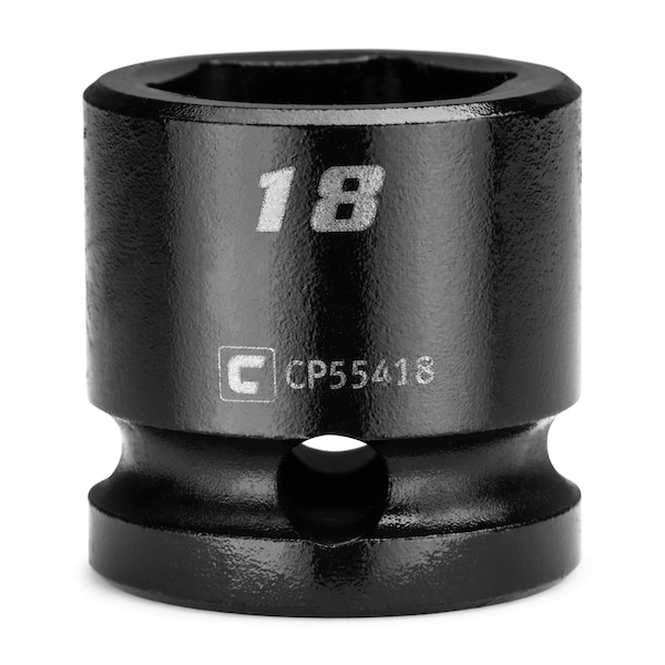 Capri Tools 1/2 in Drive 18 mm 6-Point Metric Stubby Impact Socket - CP55418
