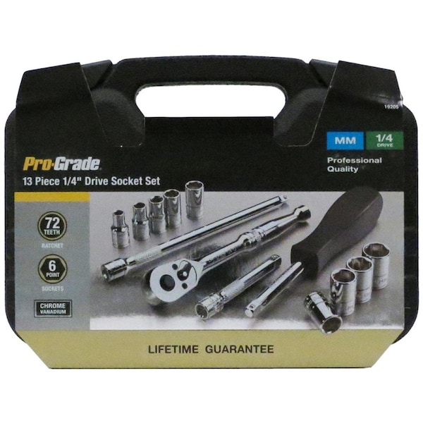 Cromo 0.25 in. Drive Metric Socket Set in Case - 13 Piece - CR3314610